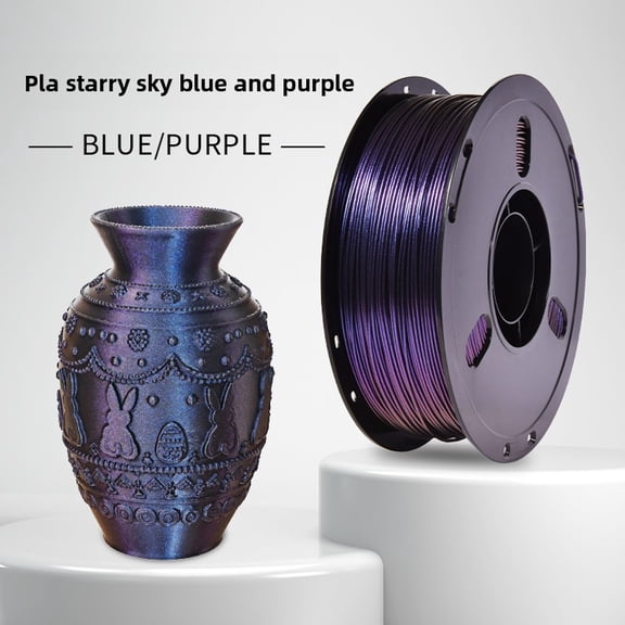 Starry Sky Chameleon PLA 3D Printer Filament  Glitter Galaxy Iridescent Shifting PLA Printing Consumables  Sparkle Starry Flash Color Material  Low Warp Smooth Print for FDM 3D Printers