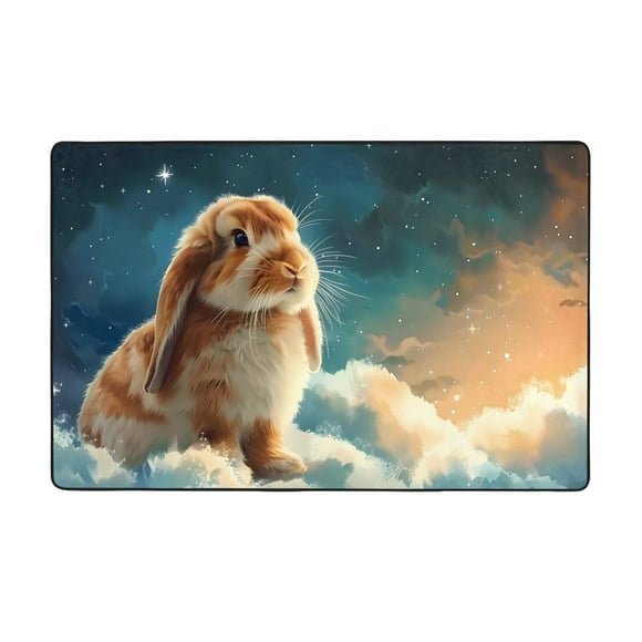 Starry Sky Cloud Cute Rabbit Shaggy Area Rug, Rugs for Living Room Bedroom Non Slip Door Mat Indoor Carpet Machine Washable Nursery Home Decor Floor Mats for Entryway 60x39in-#