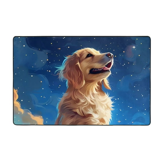 Starry Sky Cloud Dog Shaggy Area Rug, Rugs for Living Room Bedroom Non Slip Door Mat Indoor Carpet Machine Washable Nursery Home Decor Floor Mats for Entryway 60x39in-#