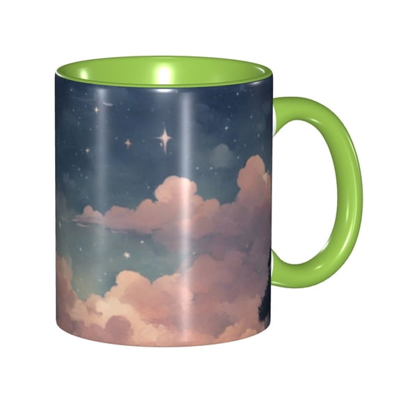 Starry Sky Coffee Mug Fun Custom Ceramic Mugs 11oz Green