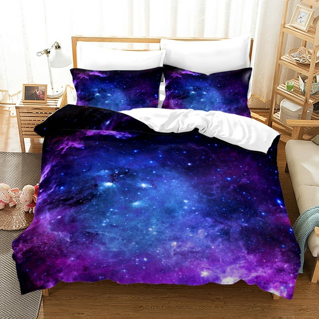 Starry Sky Comforter Set King Size Constellation Bedding Set Galaxy Sun