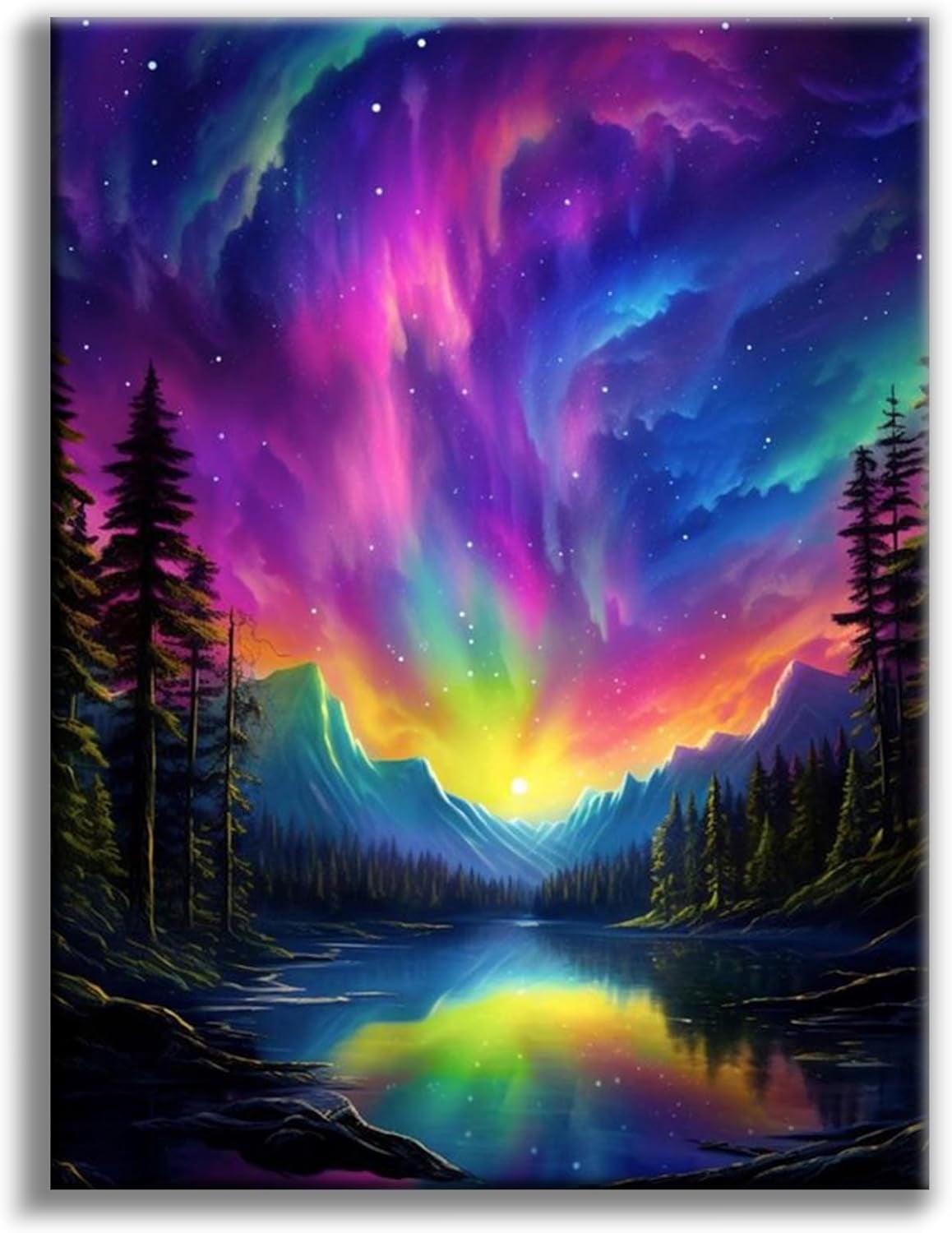 Starry Sky Diamond Art Kits for Adults, 5D Aurora Lake Diamond Painting ...