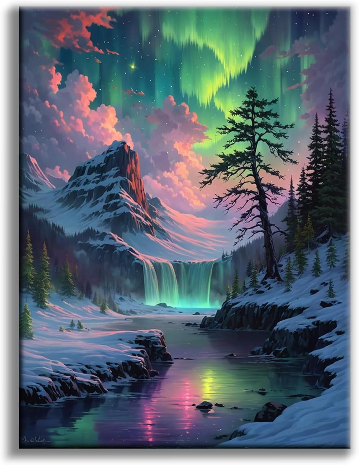 Starry Sky Diamond Art Kits for Adults, 5D Aurora Lake Diamond Painting ...