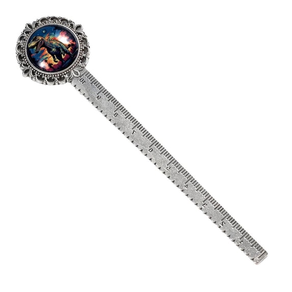 Starry Sky Dinosaur Vintage Silver Lace-Edged Bookmark: a Delightful Gift for Book Lovers and Readers