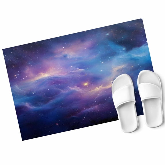 Starry Sky Door Mat Purple Navy Night Sky Nature Minimalist Art Non Slip Absorbent Entrance Mat Washable Low Profile Indoor Doormat for Front Door Entryway Entry 16"x24"