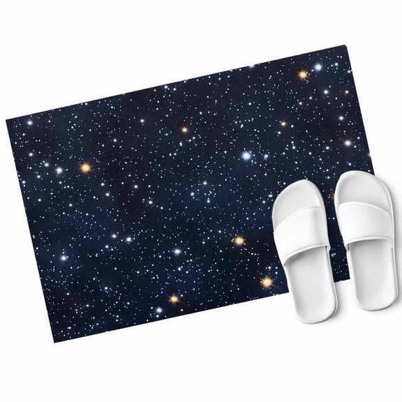 Starry Sky Door Mat Universe Galaxy Shinny Stars Blue Sky Retro Non Slip Absorbent Entrance Mat Washable Low Profile Indoor Doormat for Front Door Entryway Entry 16"x24"