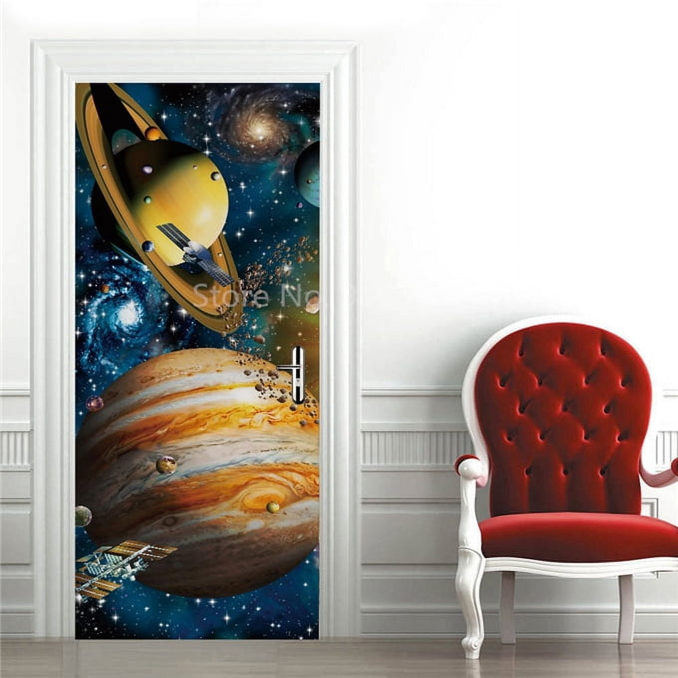 Starry Sky Door Sticker 3D Planet Astronaut Space Planet Wallpapers ...