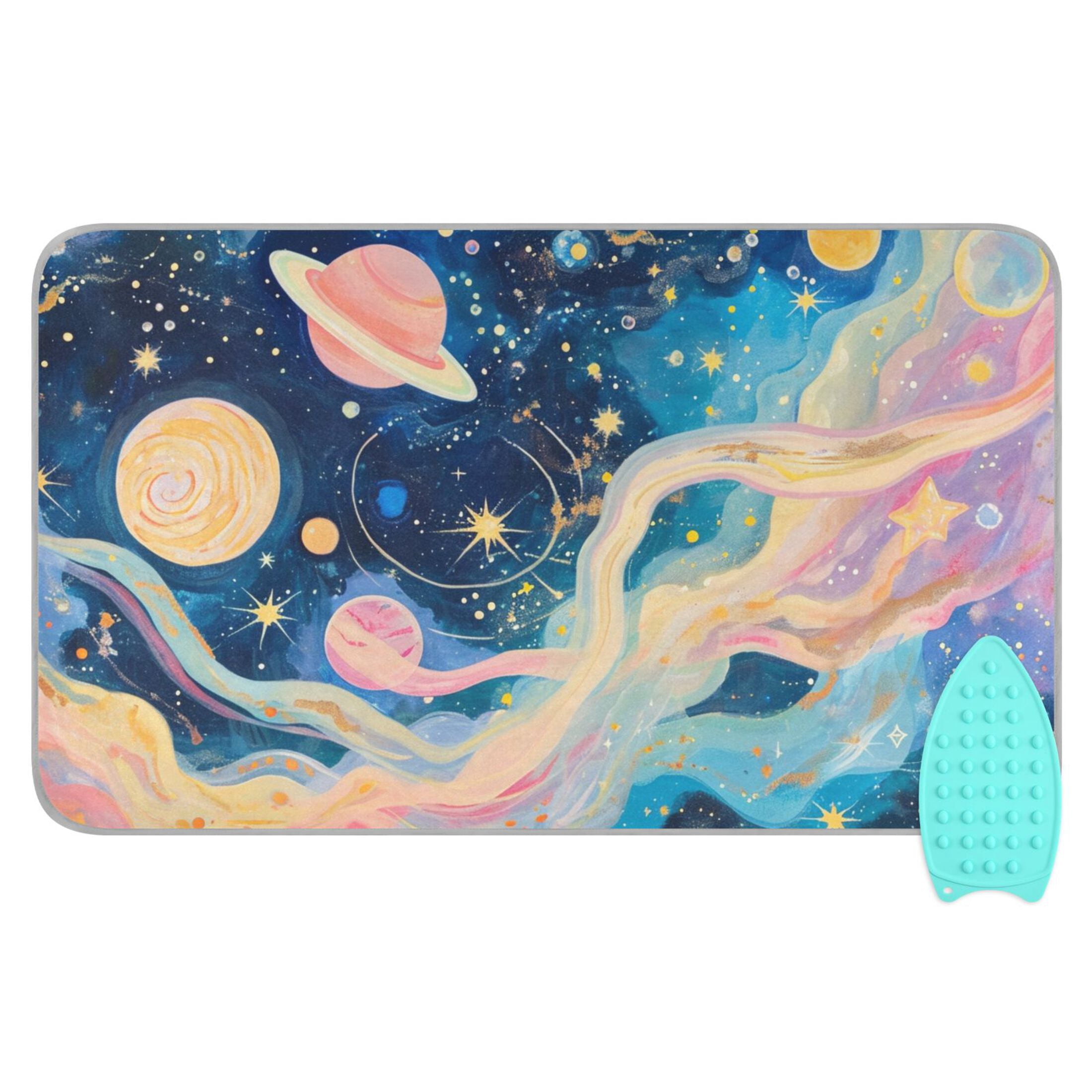 Starry Sky Dreamy Planets Stars Ironing Mat Blanket Portable Travel Ironing Pad Heat Resistant Pad 47.2" x 27.6”