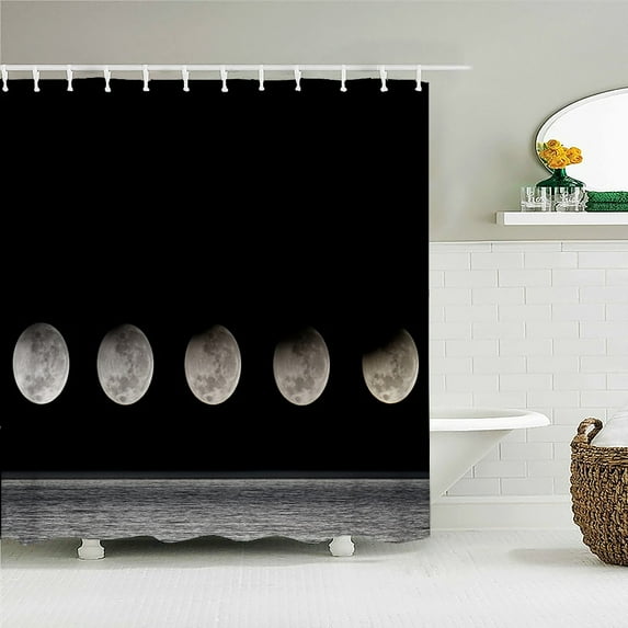 Starry Sky Earth Moon Printed Shower Curtain Waterproof Washable Bathroom Decorate Curtain 3D Shower Curtains With Hook 240X180