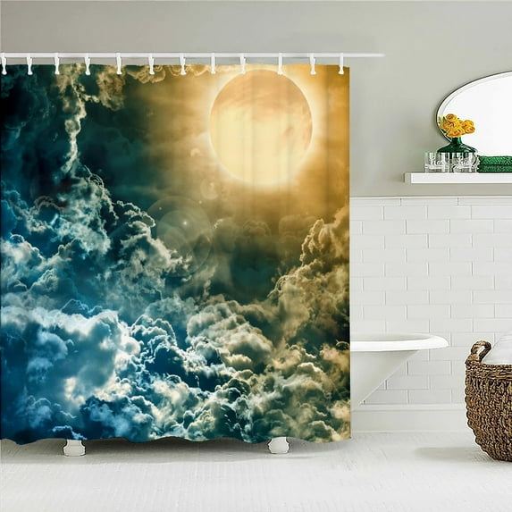 Starry Sky Earth Moon Printed Shower Curtain Waterproof Washable Bathroom Decorate Curtain 3D Shower Curtains With Hook 240X180