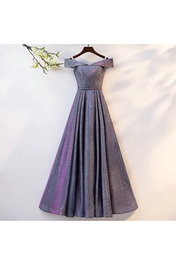 Starry Sky Evening Gown Elegant One-Shoulder Sequined Banquet Prom Wedding Party Slim Long Dress