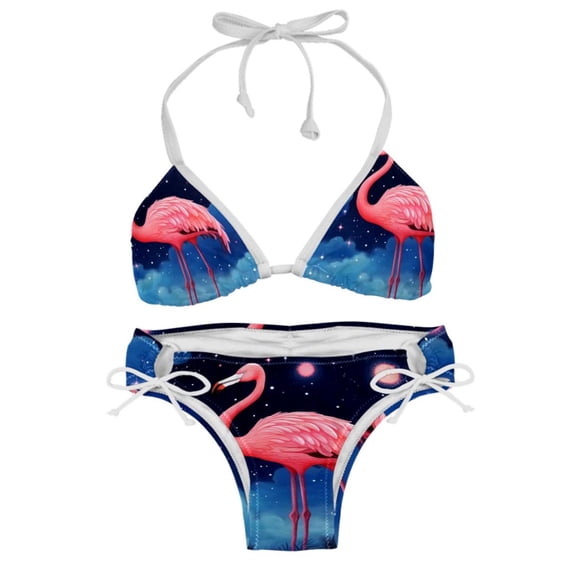 Starry Sky Flamingo Detachable Sponge Adjustable Strap Bikini Set - Two-Pack Swim Wear One-Piece Swimsuits
