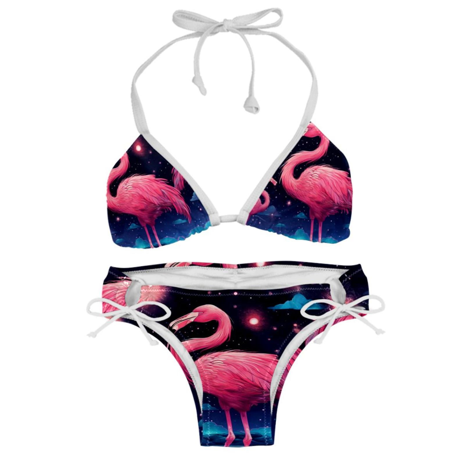Starry Sky Flamingo Detachable Sponge Adjustable Strap Bikini Set Two