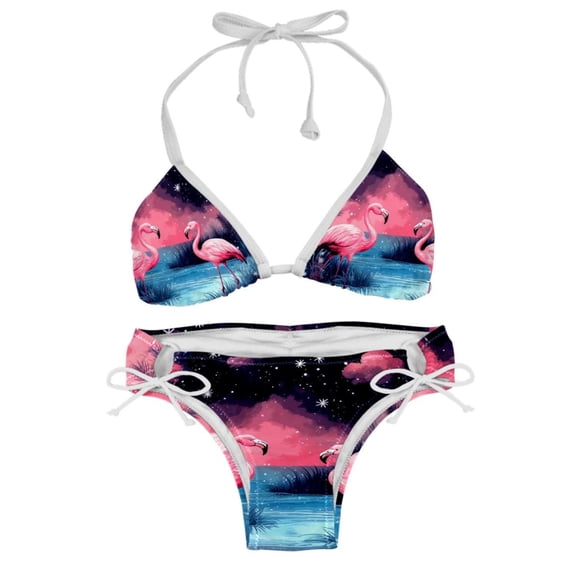 Starry Sky Flamingo Detachable Sponge Adjustable Strap Bikini Set Two-Pack Swimsuit Suit Beach Pool Party