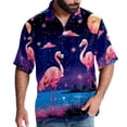 thumbnail image 1 of Starry Sky Flamingo Men's Printed Casual Button Down Short Sleeve Beach Shirts, 1 of 6