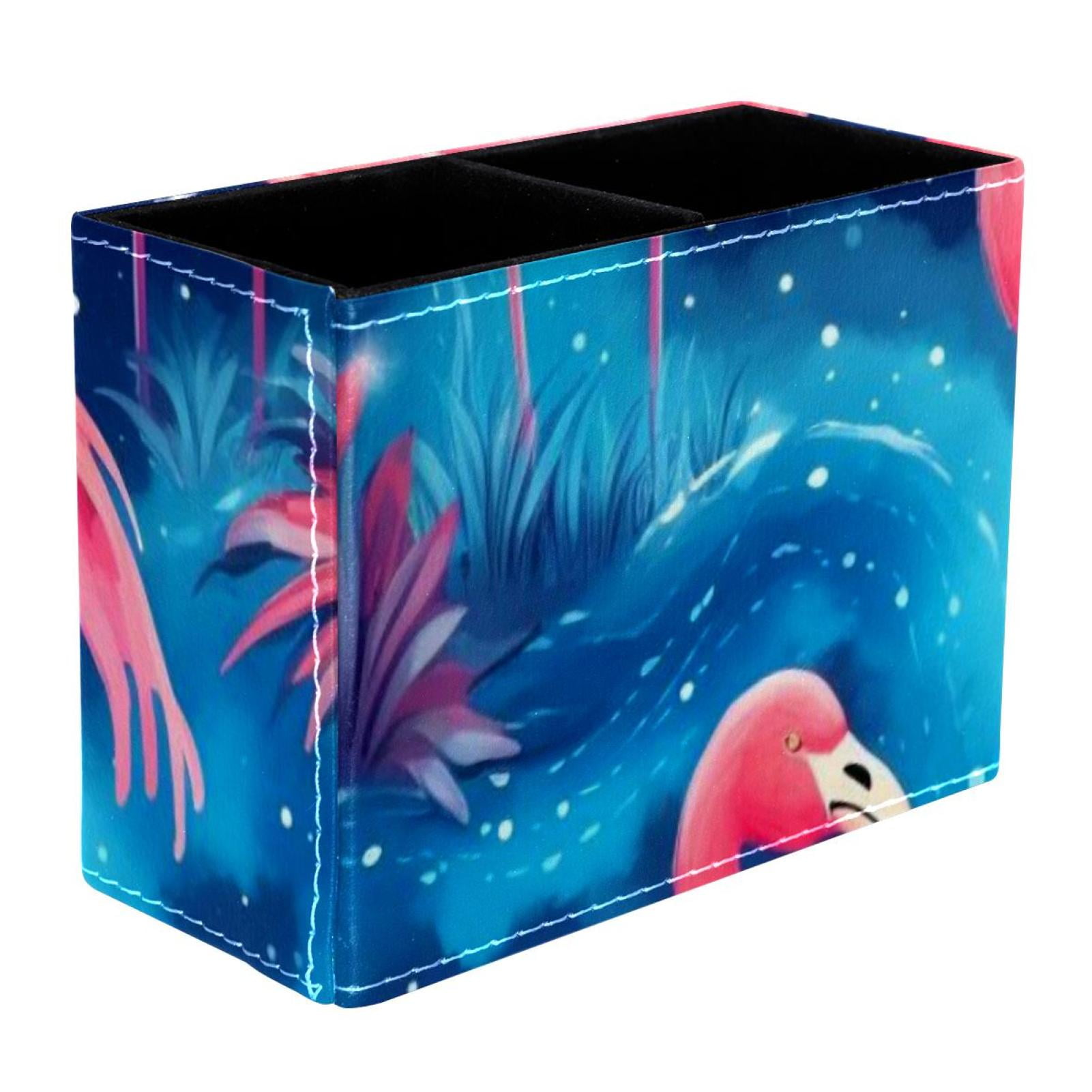 Starry Sky Flamingo Pattern Pvc Leather Brush Holder And Pen Organizer