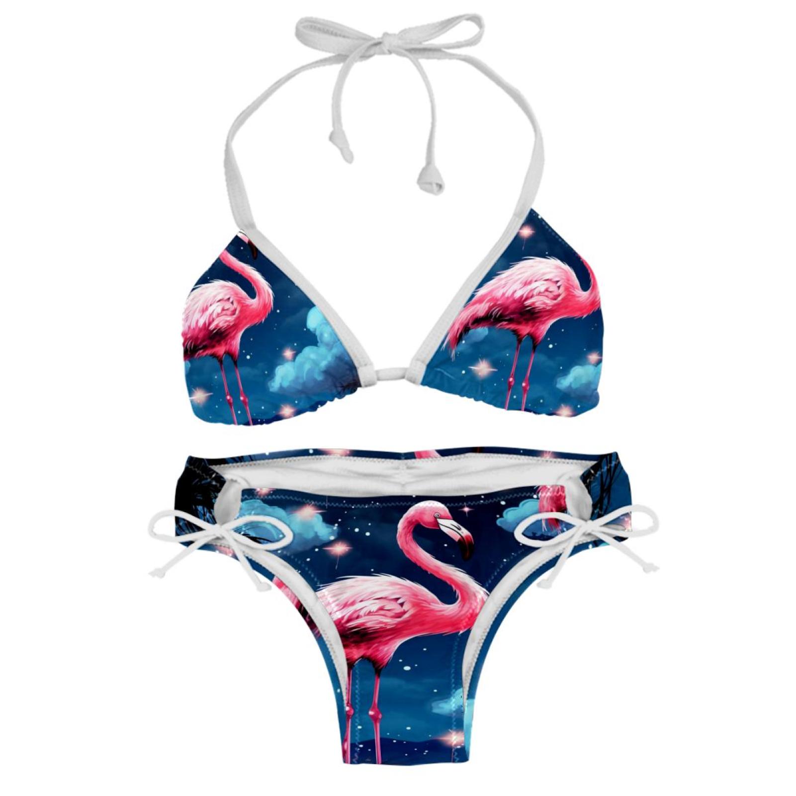 Starry Sky Flamingo Swimsuit Women Bikinis: Detachable Sponge