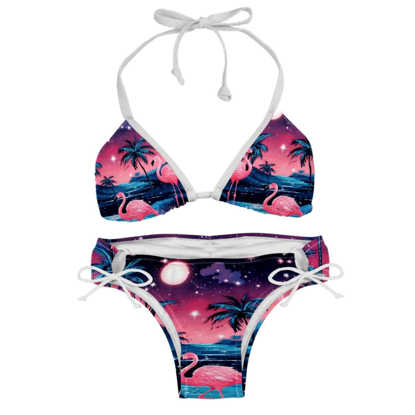 Starry Sky Flamingo Swimsuit Women Bikinis: Detachable Sponge