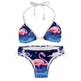 thumbnail image 1 of Starry Sky Flamingo Swimsuit Women Bikinis: Detachable Sponge Adjustable Strap Bikini Set Two-Pack Beach Pool Vacation., 1 of 6