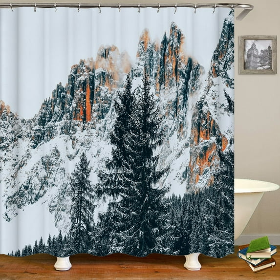 Starry Sky Forest Print shower curtain natural Scenery bath curtain waterproof fabric bathroom curtain with Hook for home decor