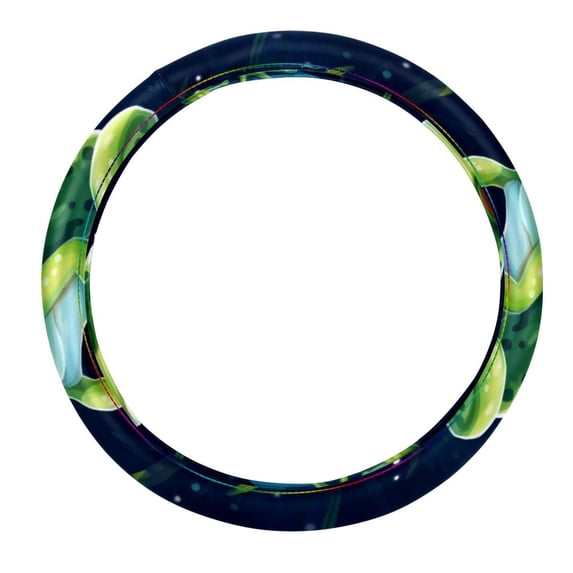 Starry Sky Frog 14.5 Inch Printing PVC Leather Auto Accessories Steering Wheel Cover for Car Wheel Covers