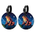 thumbnail image 1 of Starry Sky Frog 2pcs PU Leather Round Bag Tags Suitcase Handbag Tags with Privacy Cover and Name ID Tag for Travel Luggage, Handbags, Backpacks, School Bags, 1 of 6