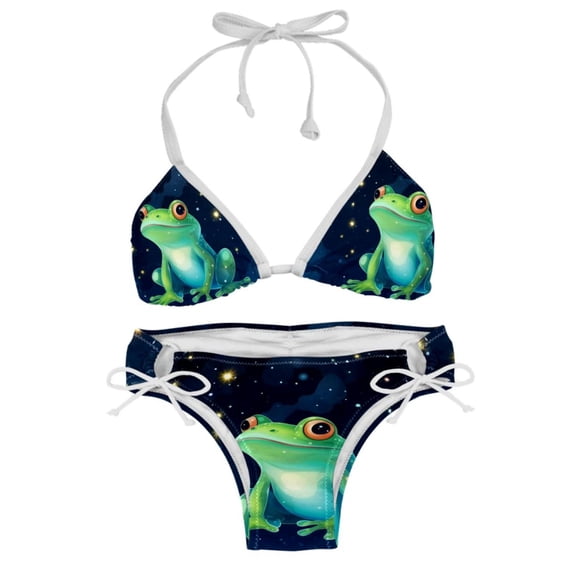 Starry Sky Frog Detachable Sponge Adjustable Strap Bikini Set Two-Pack Swim Suits for WomenToolStrip with applicable scenes