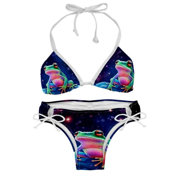 Starry Sky Frog Detachable Sponge Adjustable Strap Bikini Set - Two-Pack for Versatile Swim Suit Looks