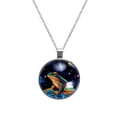 thumbnail image 1 of Starry Sky Frog Glass Circular Pendant Necklace - Stylish Jewelry Statement Piece, 1 of 5
