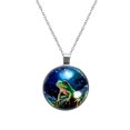 thumbnail image 1 of Starry Sky Frog Glass Circular Pendant Necklace - Women's Jewelry, 1 of 5