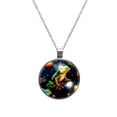 thumbnail image 1 of Starry Sky Frog Glass Design Circle Pendant Necklace - Elegant Jewelry Piece, 1 of 5