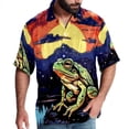 thumbnail image 1 of Starry Sky Frog Men's Button Down Spread Collar Casual Printed Short Sleeve Summer Beach Unisex Shirts, 1 of 6
