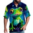 thumbnail image 1 of Starry Sky Frog Men's Hawaiian Shirt, Short Sleeve Printed Button Down Beach Casual Tops, Summer Spread Collar Men's Shirts, 1 of 6