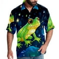 thumbnail image 1 of Starry Sky Frog Men's Short Sleeve Casual Printed Button Down Beach Shirt Summer Unisex Top, 1 of 6