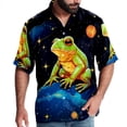 thumbnail image 1 of Starry Sky Frog Men's Short Sleeve Poplin Button Down Shirts - Casual Printed Summer Beach Tops for Men, 1 of 6