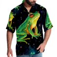 thumbnail image 1 of Starry Sky Frog Men's Short Sleeve Shirts, Casual Hawaiian Print Button Down Summer Beach Top Unisex, 1 of 6