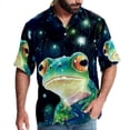 thumbnail image 1 of Starry Sky Frog Men's Short Sleeve Spread Collar Hawaiian Shirts, Casual Printed Button Down Summer Beach Tops, Unisex Men's Shirts, 1 of 6