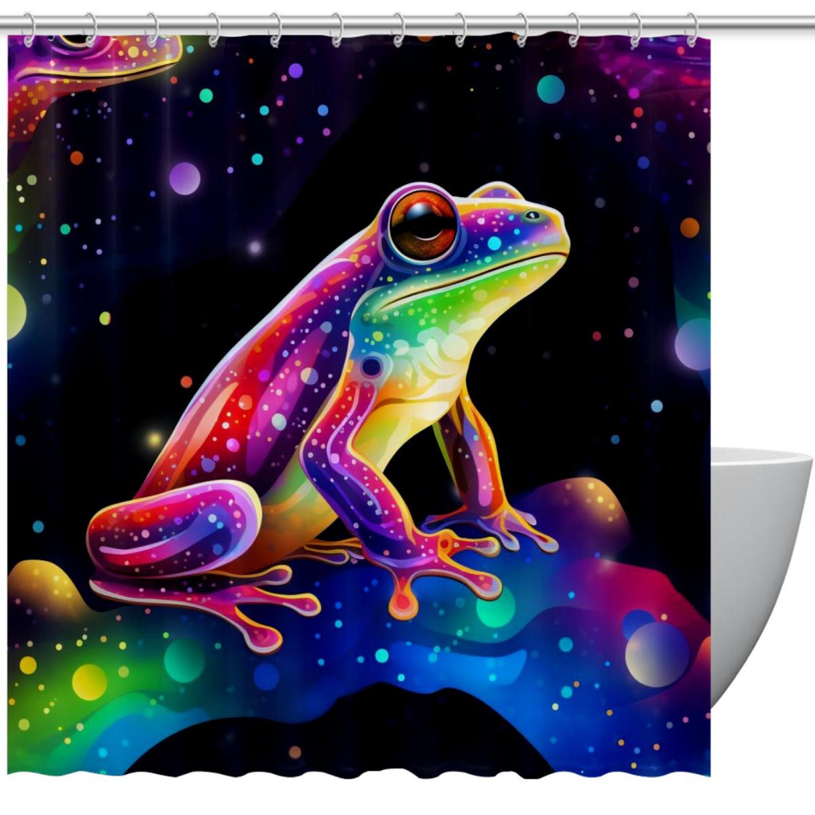 Starry Sky Frog Shower Curtain for Bathroom, Aesthetics Patterns