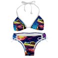 thumbnail image 1 of Starry Sky Frog Swimming Suit Bikini Set Bikinis, Detachable Sponge, Adjustable Strap, Two-Pack, Beach Pool Party Vacation Wear, 1 of 6