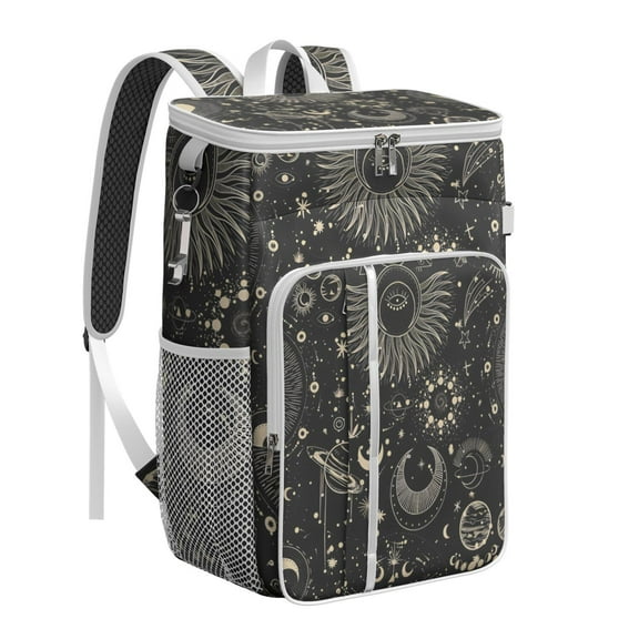 Starry Sky Gothic Backpack Cooler – Leakproof Insulated Lunch Bag with Cosmic Sunburst and Celestial Print for Outdoor Fun