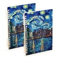 thumbnail image 1 of Starry Sky Houses Sea Ring Binder Notebook Journey Note Diary College Ruled Spiral Notebook Study Loose Leaf Paper A5 60 Pages, 1 of 8