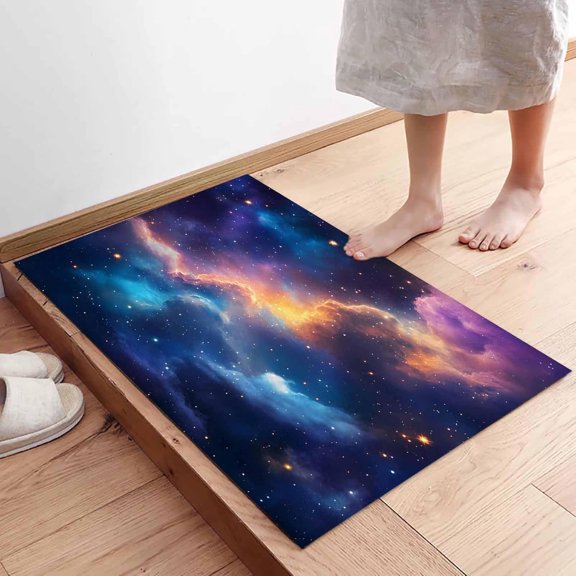 Starry Sky Indoor Door Mat 16x24 Inch Night Sky Scenic Modern Front Door Mat Non Slip Washable Low Profile Entryway Rug for Bathroom Kitchen Bedroom