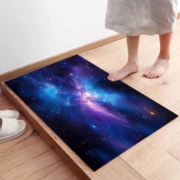 Starry Sky Indoor Door Mat 16x24 Inch Non Slip Washable Low Profile Entryway Rug for Bathroom Kitchen Bedroom