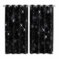 thumbnail image 1 of Starry Sky Kitchen Curtains 63 Inch Length, Modern Black Abstract Dots Stars Aesthetic Grommet Top Bedroom Living Room Curtains, Light Filtering Cafe Curtain Drapes 2 Panels Set 84''x63'', 1 of 9