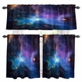 thumbnail image 1 of Starry Sky Kitchen Curtains Valances and Tiers Set of 3 Blue Sky Shinny Bright Stars Romantic Modernism Tier Curtains and Valance with Rod Pocket for Small Windows, 27.5"x36", 1 of 9