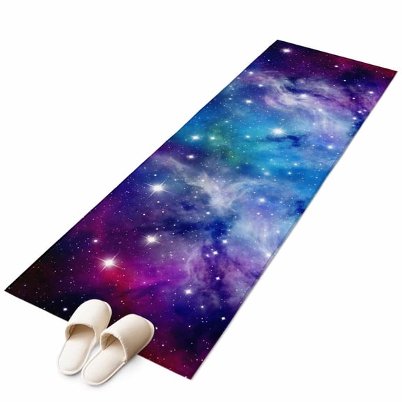 Starry Sky Kitchen Runner Rug 2x6 Washable Runners for Hallway Non Slip Galaxy Outer Space Universe Star Night Large Area Rug Indoor Floor Carpet for Bathroom Laundry Entryway Bedroom Living Room
