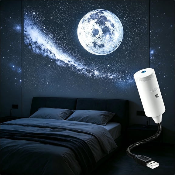 Starry Sky Light, Portable Adjustable and Rotating Lamp with Control, Star Projector for Bedroom Home Bathroom Living Room Ceiling Wall, Plug-and-Play Star Projector, USB LED Galaxy LightWhite