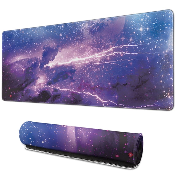 Starry Sky When Lightning Comes desk Mouse Padwaterproofno Slip for Office Home Work GamingmousepadRubber Base Mousepad with Stitched Edges 31.5x11.8inches