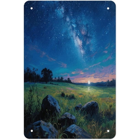 Starry Sky Metal Tin Sign Decorative Wall Art for Bar Pub Diner Cafe 8 x 12 Inch