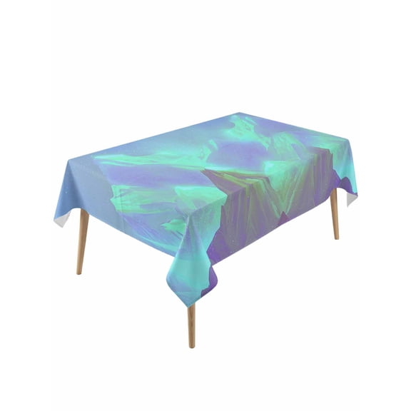 Starry Sky Ombre Mountains Table Cloth, Fantasy Blue Purple Ombre Waterproof Tablecloth for Rectangle Tables, Reusable Washable Fabric Table Cover for Restaurant Kitchen Dining Tables 60"x120"